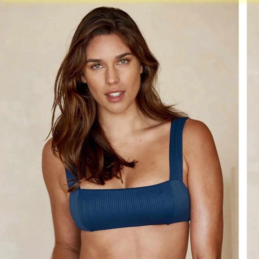 Monday Swimwear Puerto Rico Bikini Top in Navy Blue rib